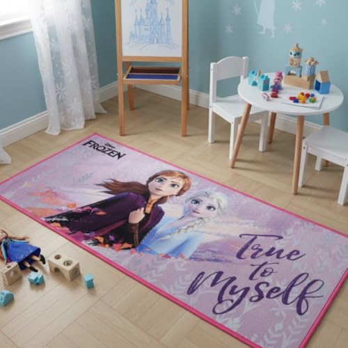Image of Athom Living Disney Frozen Runner Carpet 2x4.5 Ft, Soft Printed Mat with Anti-Skid Backing, Durable Washable Runner for Kids Bedroom, Play Area & Playroom Decor
