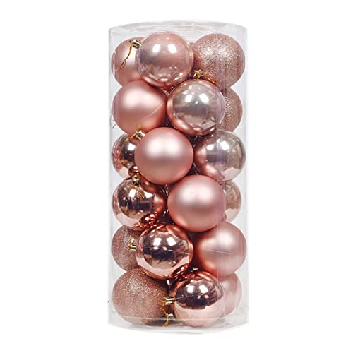 Esferas, Tools Roadoor - Paquete de 24 bolas de Navidad, paquete surtido, esferas inastillables engrosadas galvanizadas para árbol de Navidad, color oro rosa
