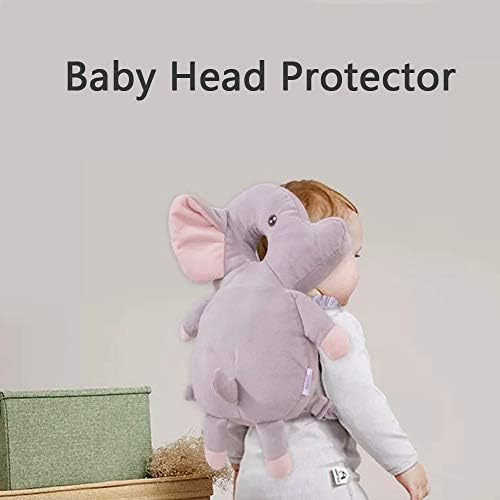 HILTOW Baby Head Protector Baby Toddlers Head Safety Pad Cushion Baby Back Protection Prevent Toddlers Injured (Elephant,Grey)