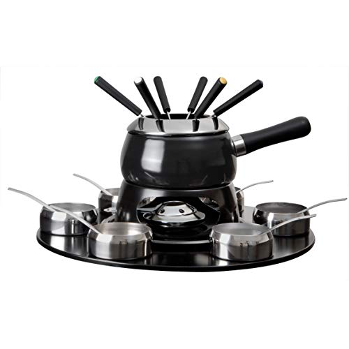 Conjunto Fondue Inox com Base Giratória 23 Peças Euro Preto