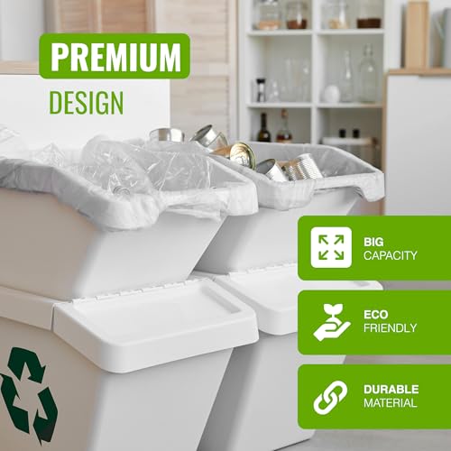 EcoBag 30 - Pack Heavy Duty White Bin Liners - 55L - 15 Microns - Extra Strong, Leak-Proof, Tear-Resistant Bags for Swing Bins, Kitchen, Home & Office (580x880mm) - Image 4