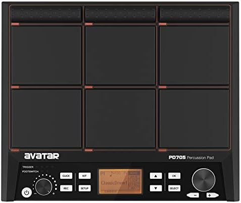 HXW PD705 9-Trigger Multipad Percussion Sampling Pad Desktop Electric Drum Set With Built-in Looper, Effecter, Metronome, 600+ Sounds, Support USB-MIDI Connectivity