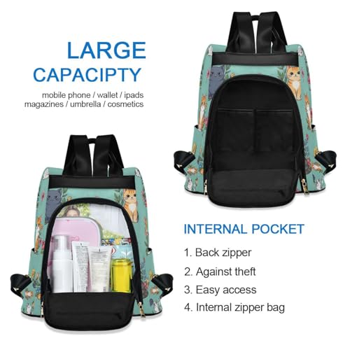Bolsa de viaje con diseño de gatos y flores para paseos urbanos y escapadas 5