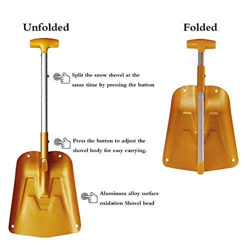 AceCamp Lightweight Collapsible Snow Shovel, Portable Adjustable Aluminum Emergency Shovel, Foldable Telescopic Winter Shovel for Car, Camping, Home