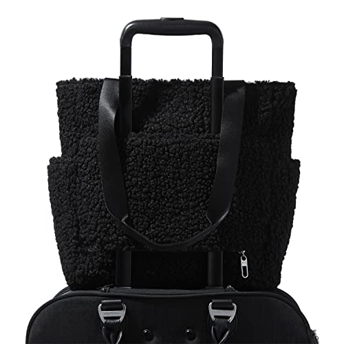 Baggallini Womens Carryall Daily Tote Handbags, Black Faux Shearling, One Size Us #TOP6
