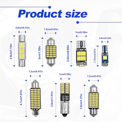 Kit de 42 luces LED interiores para auto, luz blanca miniatura 2