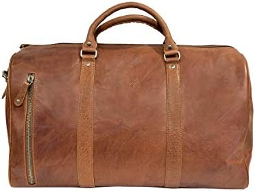 Zinda Genuine Leathers Travel Overnighter Duffel Bag Luggage Weekender Large Gym Bag Unisex (Cognac) 1 Zinda Genuine Leathers Travel Overnighter Duffel Bag Luggage Weekender Large Gym Bag Unisex (Cognac)