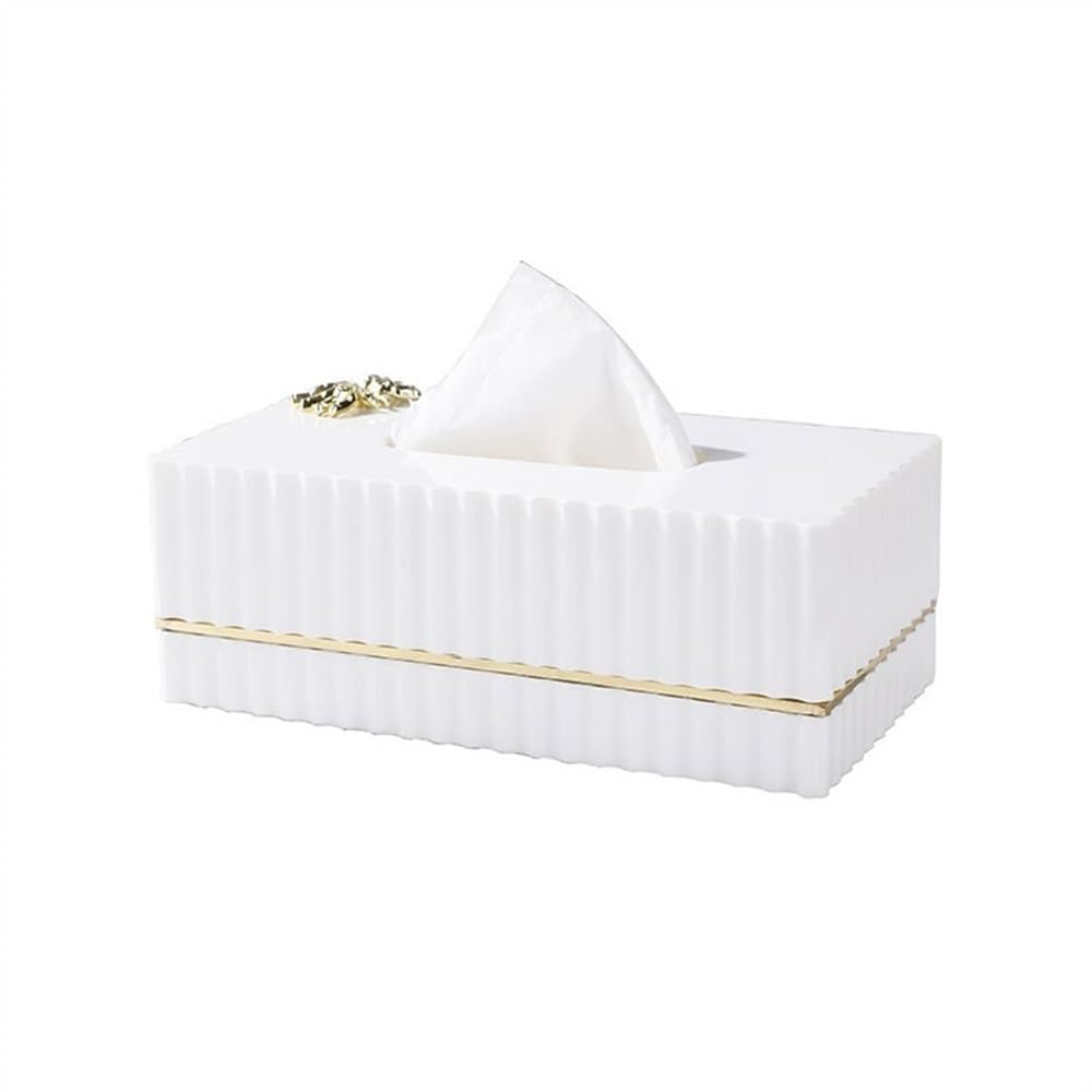 Tissue Case Living Room Resin Tissue Box Dining Table Light Luxury Style Coffee Napkin Ornament Tissue Dispenser(Large)