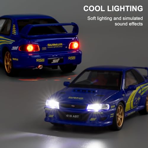 Image of FEXXA 1 /32 Compatible for Subaru Impreza WRX STI Model Car, Pull Back Diecast Collectible Car Toy with Sounds & Lights for Kids Boys Girls and Adults, Gift (Blue-Modified)