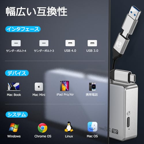SAN ZANG MASTER M.2 NVMe SSD 外付けケース 40Gbps シルバー の商品画像 2