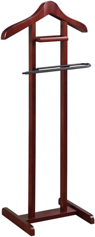 Solid Wood Valet Stand - Men's Suit Rack with Trouser Bar Tie & Belt Hooks Shoe - Stylish Clothes Storage Solution for Bedroom & Closet