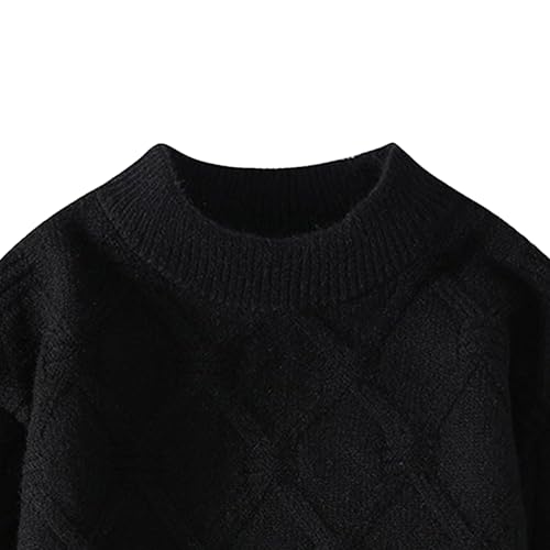 Mens Cable Knit Vintage Chunky Sweater Loose Casual Knitted Sweater Twisted Textured Crewneck Knitted Top2