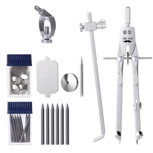 Mr. Pen- Professional Metal Compass with Wheel, Lock and Extension Bar for Geometry, Drafting, Math, Drawing, Compass for Geometry, Tool for Drawing Circles, Drawing Compass