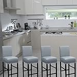 HFCNMY Bar Stool Covers,2 Pack Stretch Waterproof PU Bar Stool Covers with Backs Bar Stool Chair Covers Barstool Covers Slipcovers with Back Pub Counter Stool Chair Cover Light Gray - Image 2