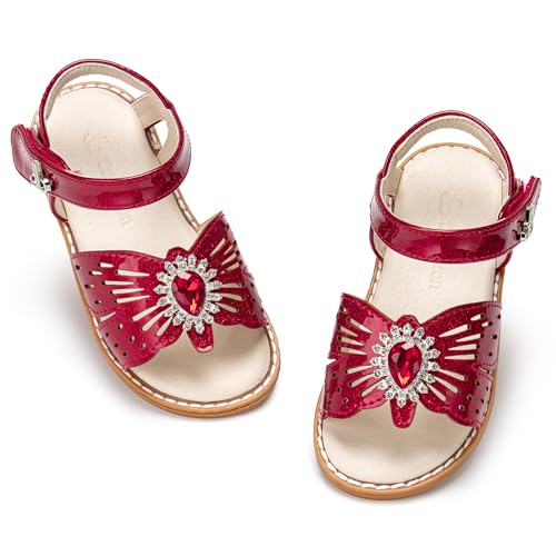 Image of THEE BRON Toddler Girls Sandals Wedding Flower Girl Dress Shoes Open Toe Flats