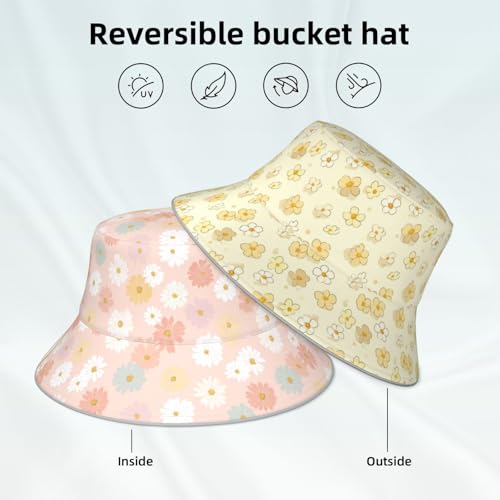 Image of Bucket Hat Double-Side-Wear Reversible Sun Hat Beach Travel Hiking for Women Men