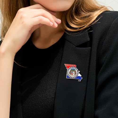 Image of State Shaped Map Lapel Metal Pin Enamel Brooch Keepsake Beautifully Designed for Backpack Hat
