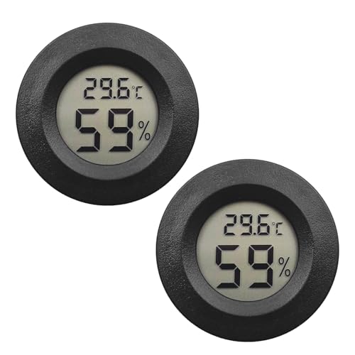UYGTHI 2pcs Reptile Thermometer and Humidity Gauge, Accurate Temperature and Humidity Measurement for Bearded Dragons, Leopard Geckos, Ball Pythons, and Other Reptiles(Black)