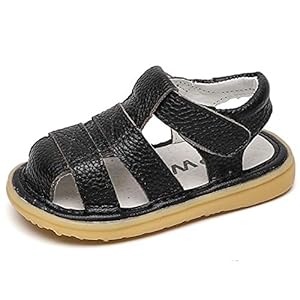 DADAWEN Baby Boys Girls Summer Lightweight Soft Sole Closed-Toe Outdoor Leather Athletic Sandals