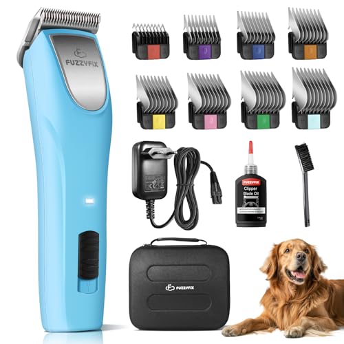 FuzzyFix Tondeuse professionnelle pour chien pour toilettage, kit de toilettage pour animaux de compagnie pour manteaux épais et lourds à faible bruit, lame en acier...
