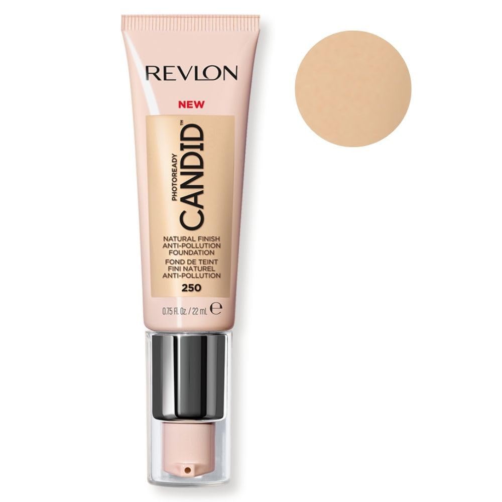 PhotoReady Candid Natural Finish Foundation, with Anti-Pollution, Antioxidant, Anti-Blue Light Ingredients, 250 Vanilla, 0.75 fl. oz.