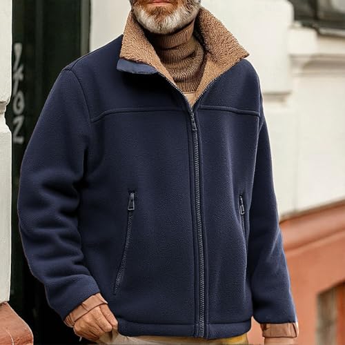 Men's Winter Coats Thicken Fleece Lined Zip Up Big and Tall Vintage Sherpa Hunting Long Sleeve Plush Warm Outerwear2