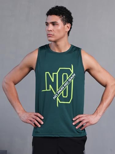 Image of CHKOKKO Tank Tops Sleeveless T-Shirt for Men Dry Fit Vest Gym Wear Graphic Printed Stylish Round Neck Running Sando for Sports Workout Fitness & Casual or Beach Wear