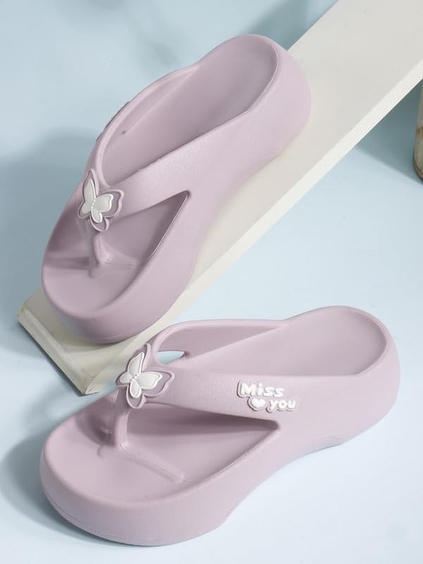 Image of Sukun BTRFLY Women's Soft Anti-Skid Flip-Flops Stylish Comfortable Waterproof Slip-On Slippers for Daily Use