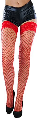 Image of ToBeInStyle Women's Vibrant Large Net Fishnet Thigh High Elastic Nylon Novelty Stockings