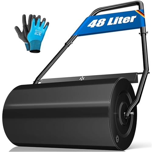KESSER® - Rullo per Prato 60cm 48l Volume di riempimento in Metallo con deflettore dello Sporco Rullo Manuale Rullo per Giardino Rullo per Campo Rullo riempibile con Acqua/Sabbia 60 kg (Nero)