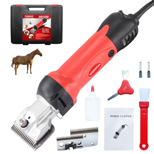 Professional Horse Clippers 600W with Two Sets of Blades for Horse Goat Cattle Pony and Large Thick Coat Animals