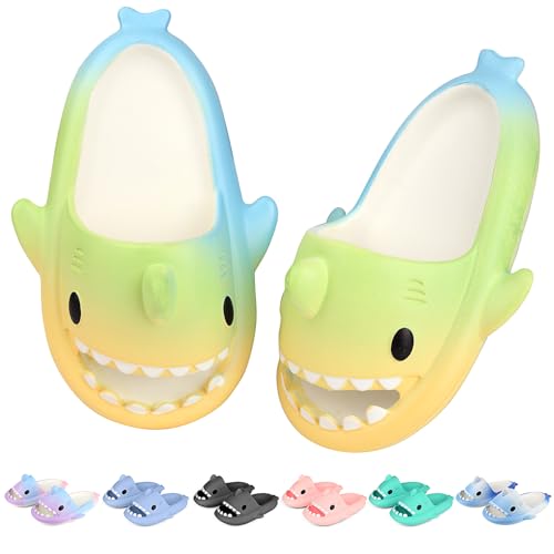 Image of Kids Shark Cloud Slides | Toddler Boys Girls Shower Slippers | Boys Girls Cute Cartoon Fish Flip Flops | Beach Pool Home Sandals | Quick Dry Non-Slip