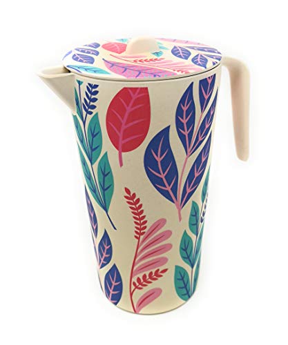Kucly Jarra de Agua de Fibras de Bambú, Libre de BPA, Biodegradable, Antibacteriano / 1,5 L, Estilo Naif, certificados UE (Otoñal)