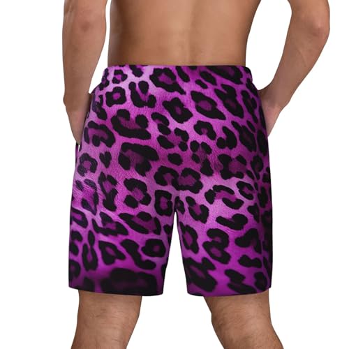 Men's Swim Trunks Quick Dry Board Shorts Purple Leopard Beach Shorts with Pocket Bathing Suits for Men3