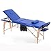 Produktbild Angel Mobile Massageliege 2 Abschnitt Klappcouch Bett Leichter Schönheitssalon Tattoo-Therapie-Holzrahmen -Blau massageliege klappbar höhenverstellbar
