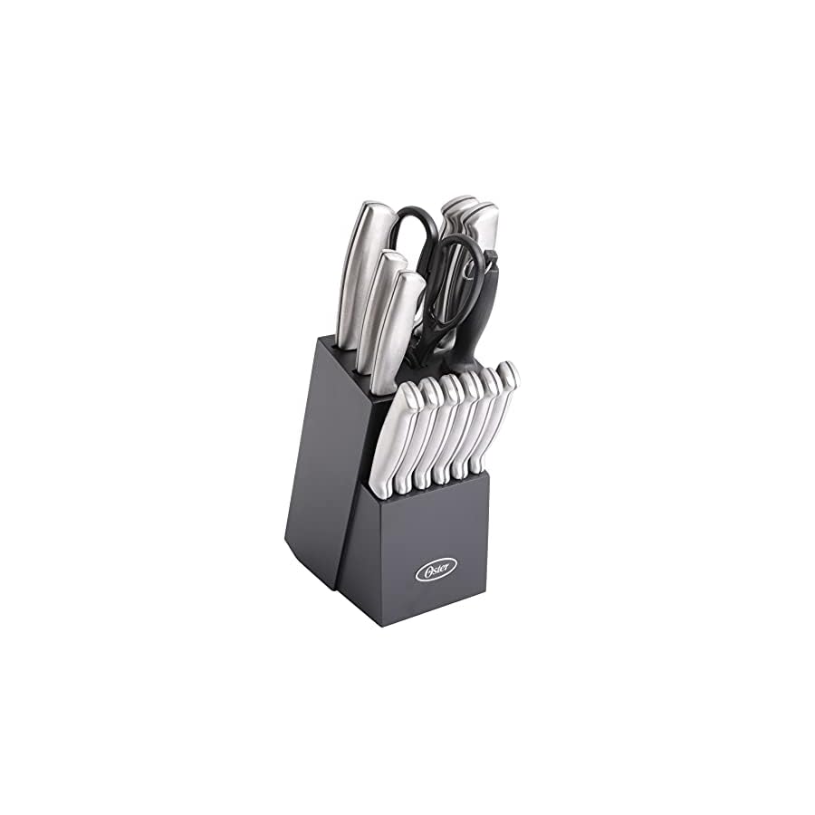 Oster-7056114-Oster-Baldwyn-High-Carbon-Stainless-Steel-Cutlery-Knife-Block-Set-14-Piece-Brushed-Satin Oster Baldwyn High-Carbon Stainless Steel Cutlery Knife Block Set