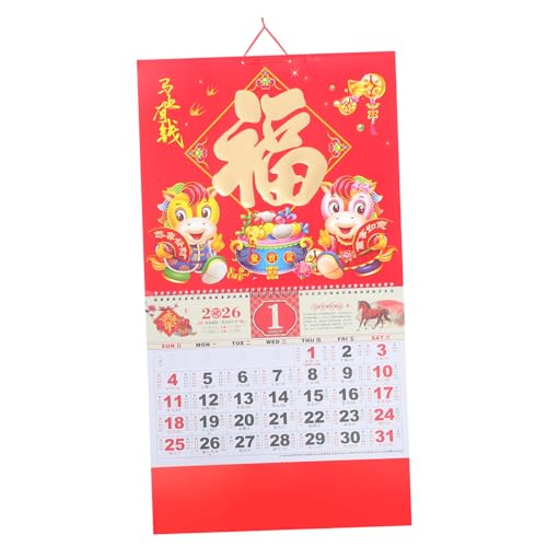 Operitacx 午の年 干支 カレンダー オフィス 装飾 風水 カレンダー アジア 中国 月間 プランナー 午の年 春 節句 カレン