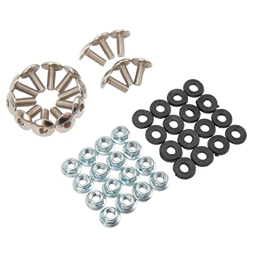 Taidda Juego de 16 Tornillos de Tuerca M6, Kit de Tornillos de Tuerca de Arandela de Guardabarros, Kit de Fijación de Rosca M6 con Juego Completo, Ideal para Vehículos ATV Quad 4