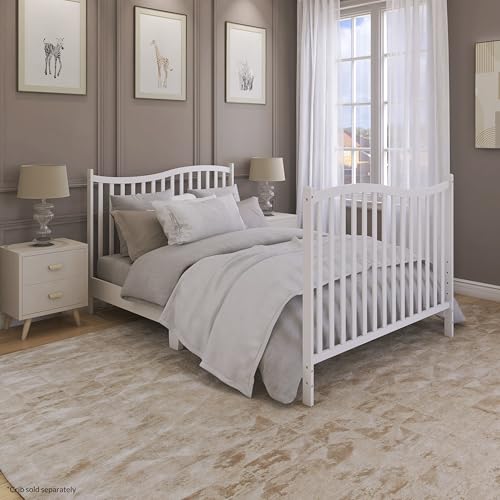 Image of Dream On Me Universal Crib to Full Size Bed Conversion Kit, Solid Wood Bed Rails for Select Convertible Cribs, Strong & Stable Support, White