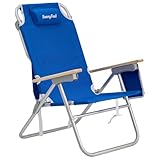 SUNNYFEEL High Back Folding Beach Chair, Tall Beach Chair with 3 Reclining Position, Portable Camping Chair for Adults, Wood Armrest, Lightweight Camping Chair 300 lbs Heavy Duty, Blue