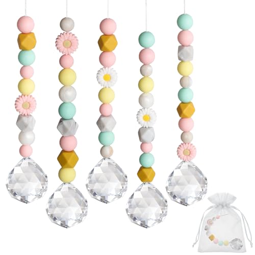 5 Stück Kristall Sonnenfänger Bastelset DIY Kristalle Anhänger Suncatcher Kinder für Kindergeburtstag Baby Party Fenster Haus Garten Deko