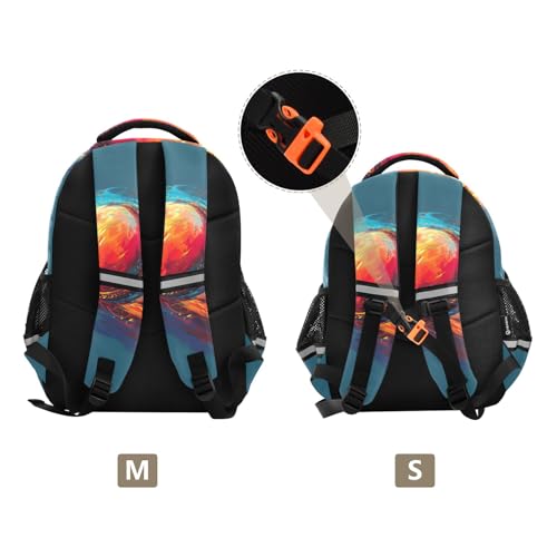 Travel Backpack Flaming Cricket Ball Casual Daypack for Weekender Trip3
