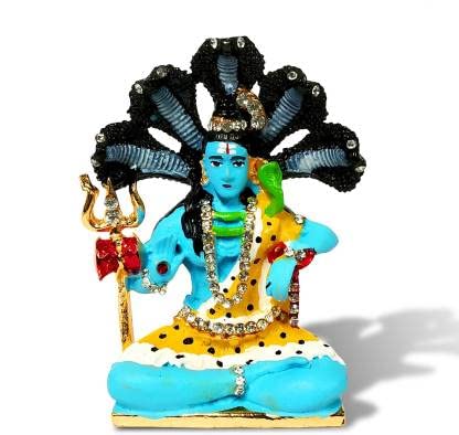 Lord Shiv/Shankar/Mahadev/Sheshnag Sitting Idol Nug Statue Car Accessories for Dash Board Decorative Showpiece - 7.5 cm (Metal, Multicolor)