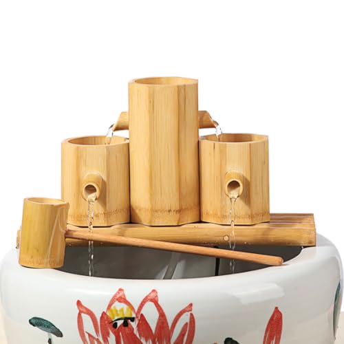 Fontaine en bambou aménagement paysager aquatique de bassin et décoration jardin Zen DIY