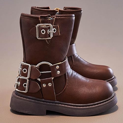 IWIHMIV Girls Booties Toddler Winter Shoes Toddler Riding Boots Kids Comfortable Slip on Booties Toddler Side Zipper Ankle Boots3