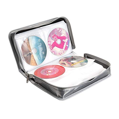 Vicoter CD/DVD Case, 128 Capacity Large CD DVD Case Wallet Holder Storage Organizer Bag for Home Car Travel (Silver) - Thumbnail 4