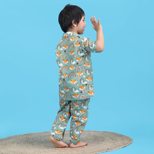Image of POLKA TOTS 100% Pure Cotton Half Sleeve Night Suit for Kids, Girls & Boys | Cotton Pyjama Set | Unisex Night Dress for Children | Night Suit for Girls |Sleepwear for Kids | Winter Night Dress for Boys