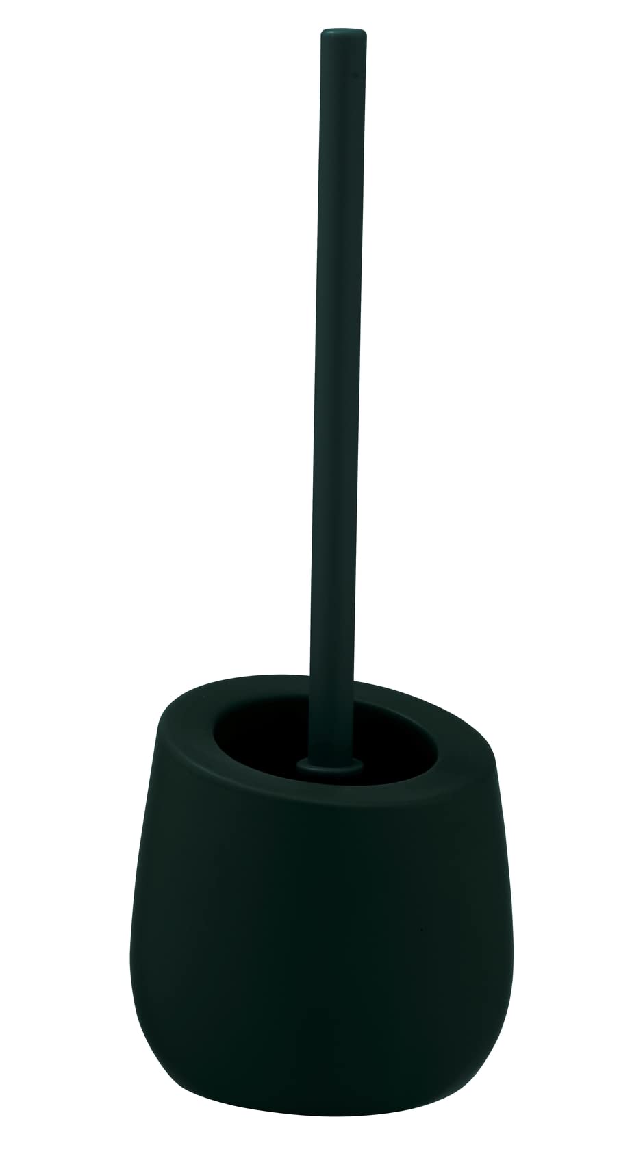 WENKO Badi toilet brush set, high-quality ceramic with matt surface, incl. toilet brush with Ø 7.5 cm silicone toilet brush head in black with non-stick effect, Ø 13.5 x 38 cm, dark green