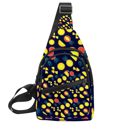 Sac à bandoulière bleu marine motif ananas multicolore tendance