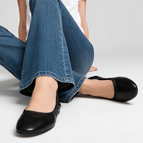 Image of LM Women's Ballet Flats Round Toe Slip On Flats Shoes Casual Dress Shoes Foldable Portable Travel Ballet Flat
